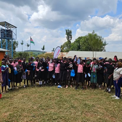 Learners gathered for a pad distribution day